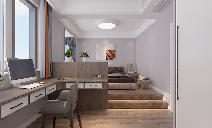 龍湖九里晴川-現(xiàn)代簡約-臥室設計效果圖